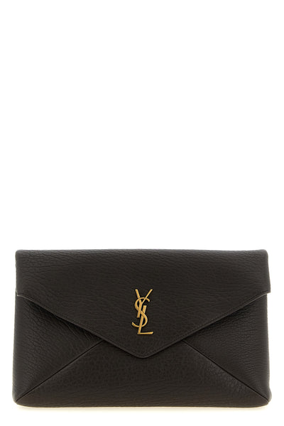 the saint laurent envelope large clutch is distinguished by its rigorous envel