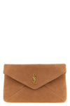 envelope large clutch bag in embossed nubuck leather