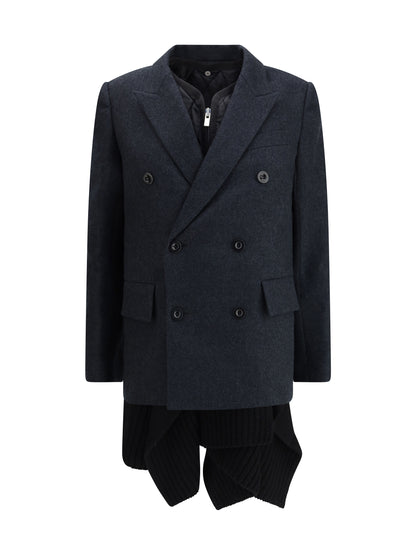 SACAI 3 wool melton and wool knit jacket