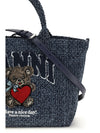 small tweed-effect denim tote bag