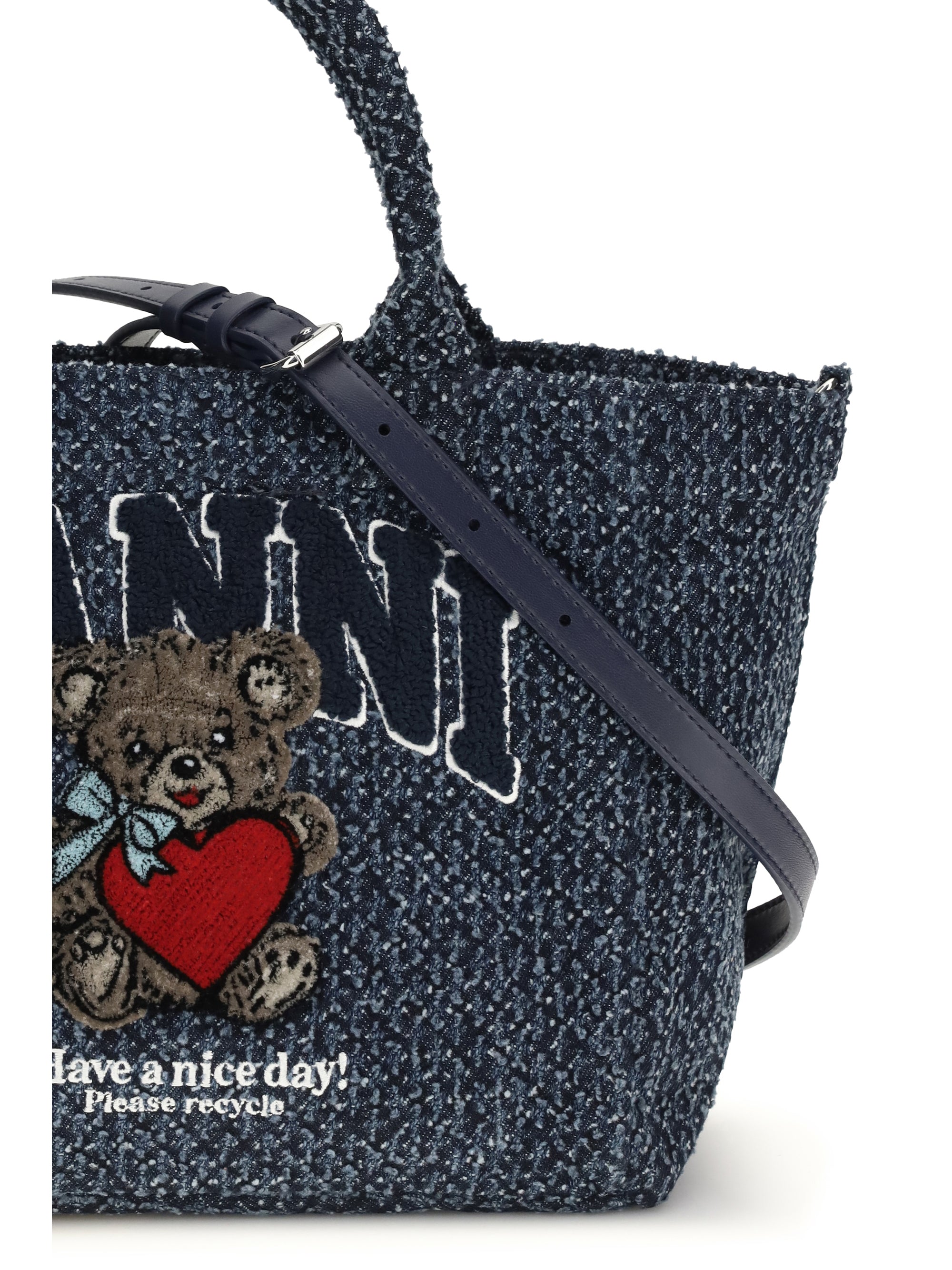 small tweed-effect denim tote bag