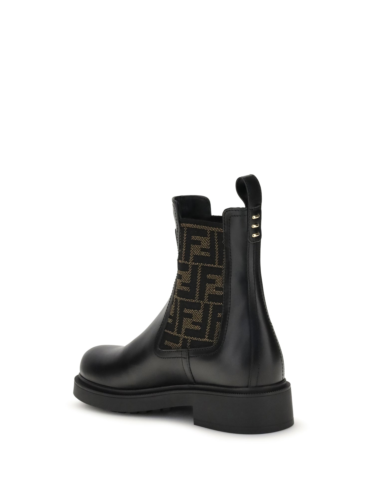 FENDI 36.5 ff leather and fabric ankle boots