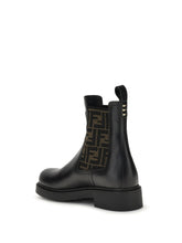 FENDI 36.5 ff leather and fabric ankle boots