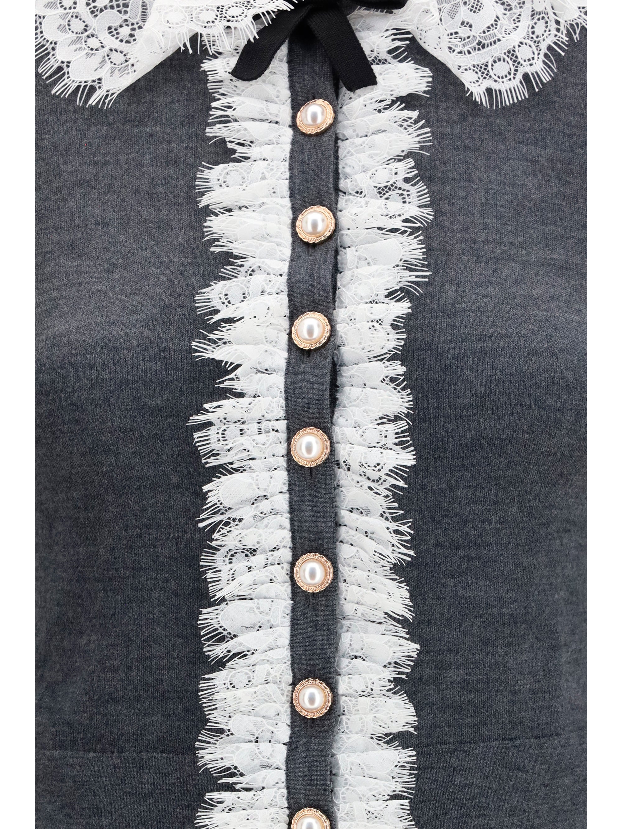 knit cardigan with lace collar