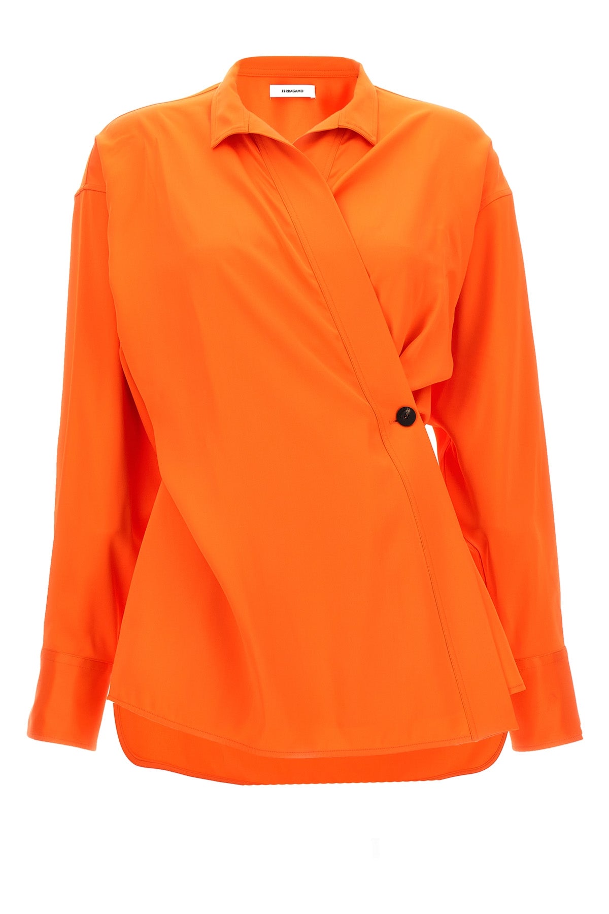 asymmetrical satin shirt