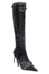 cagole boots in denim print nappa leather