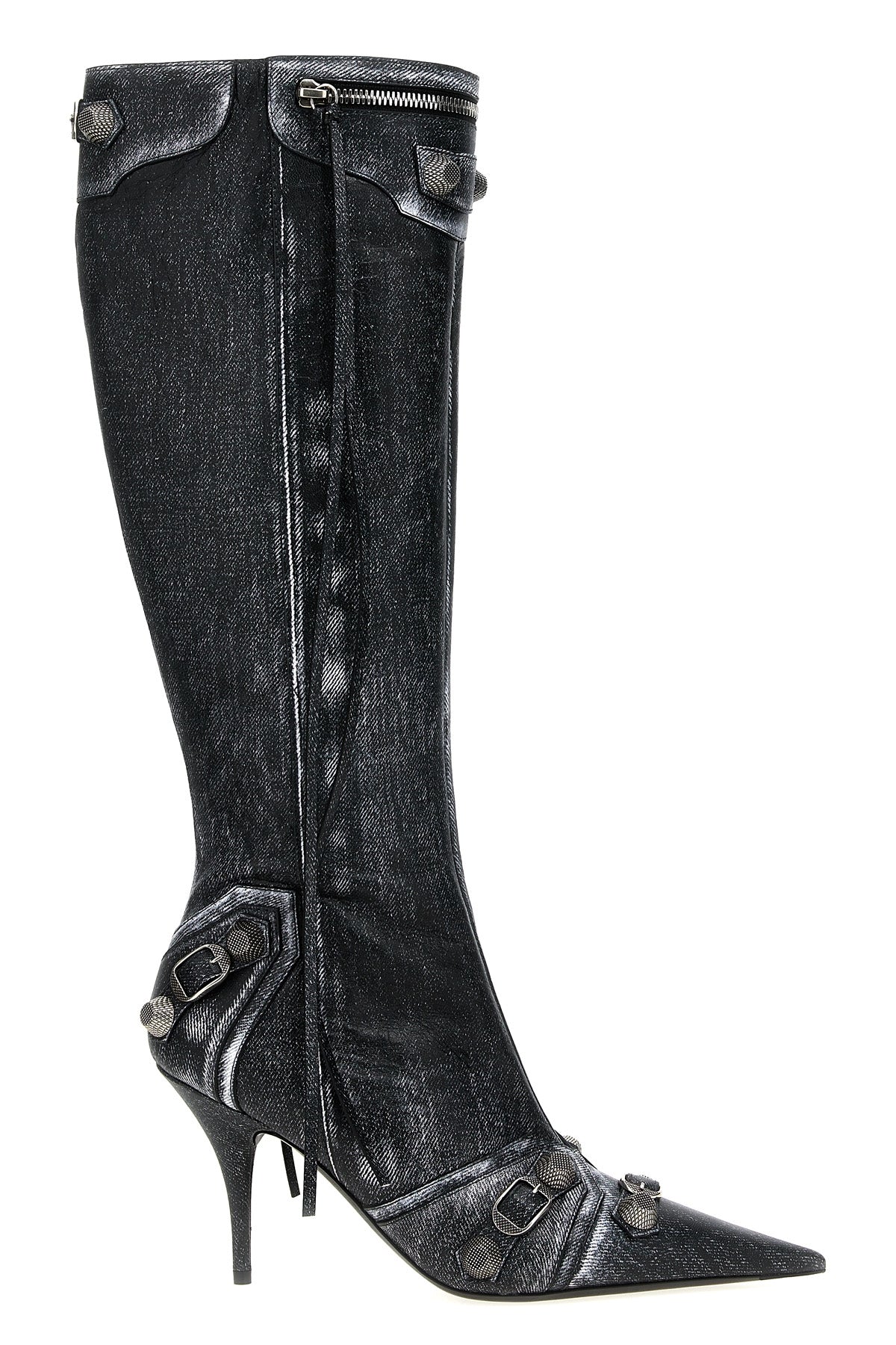 cagole boots in denim print nappa leather