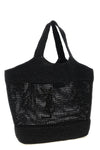 icare shopping bag in natural raffia and hand-crocheted vegetable tanned leath