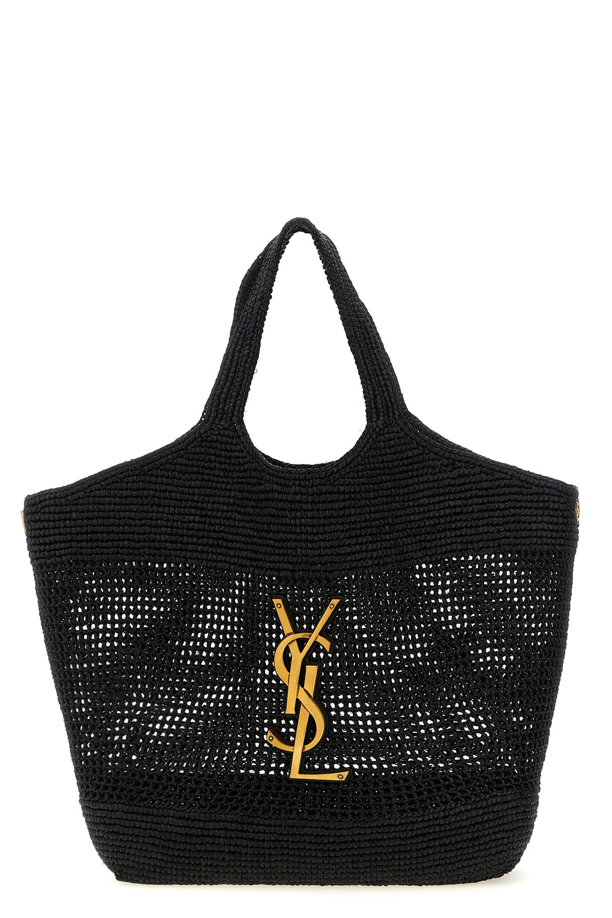 icare shopping bag in natural raffia and hand-crocheted vegetable tanned leath