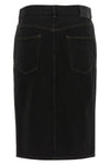 midi skirt in deep sea wash cotton denim