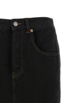 midi skirt in deep sea wash cotton denim