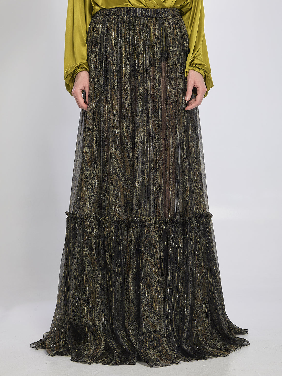 SAINT LAURENT 36 country-style tiered skirt