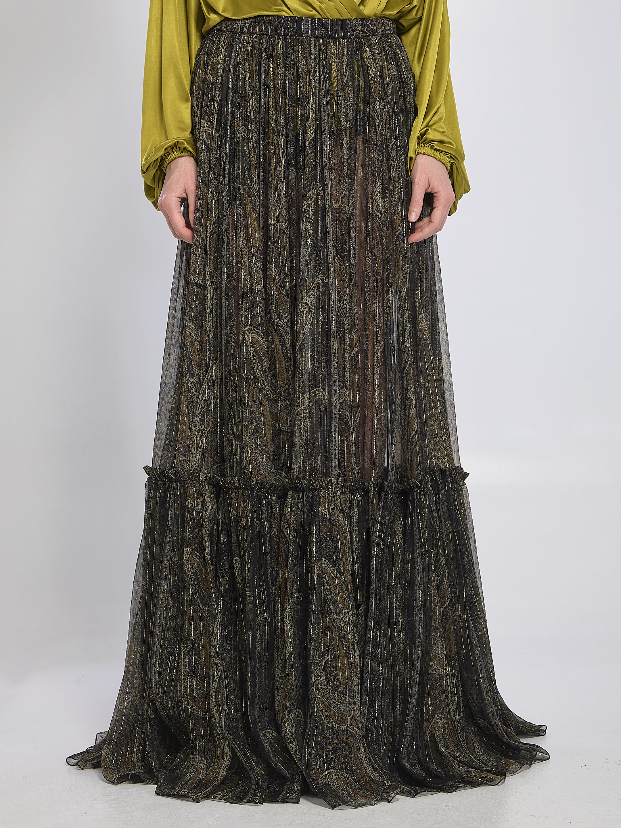 SAINT LAURENT 36 country-style tiered skirt 