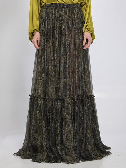 SAINT LAURENT 36 country-style tiered skirt 