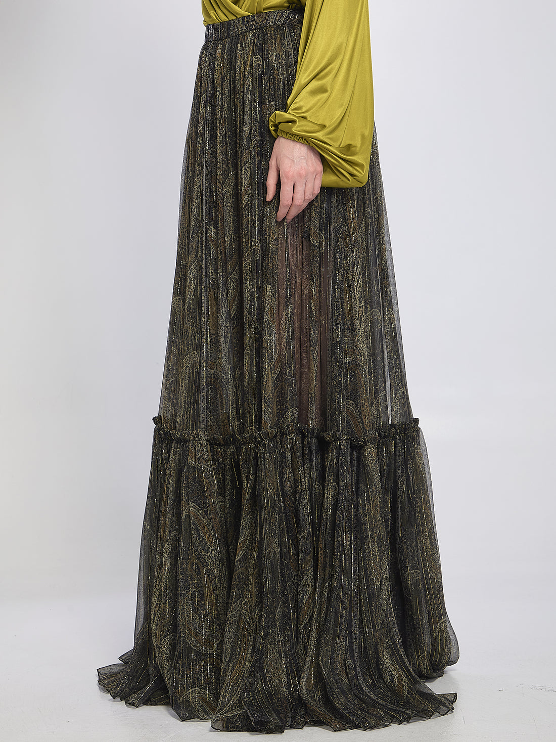 SAINT LAURENT 36 country-style tiered skirt