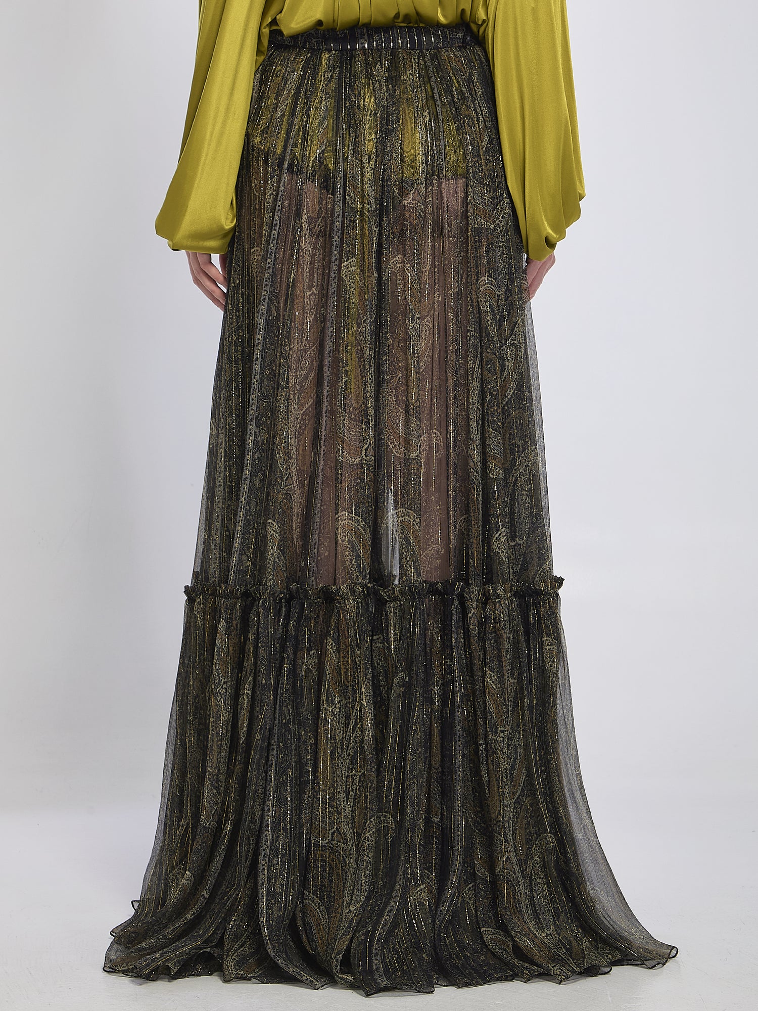 SAINT LAURENT 36 country-style tiered skirt 