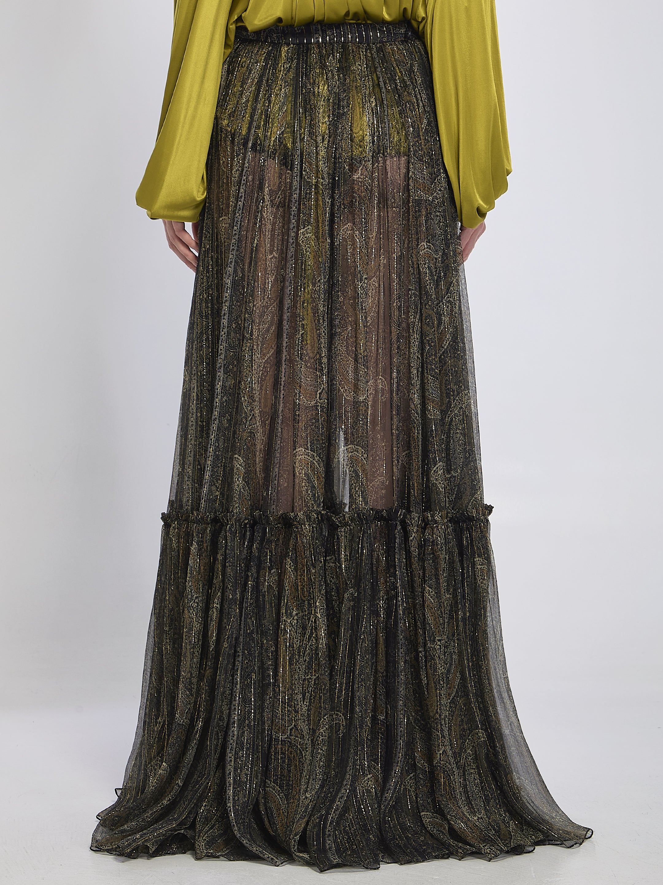 SAINT LAURENT 36 country-style tiered skirt 