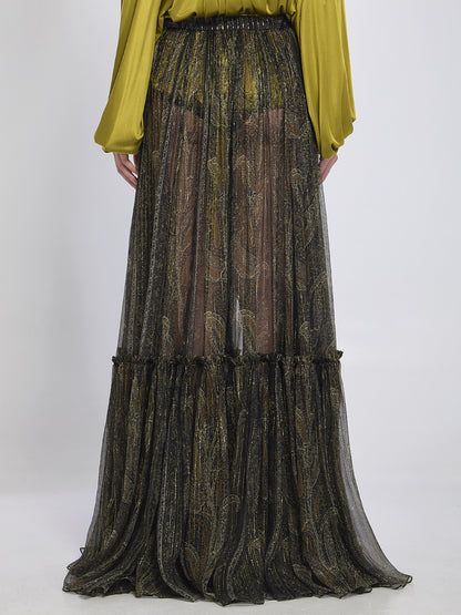 SAINT LAURENT 36 country-style tiered skirt 