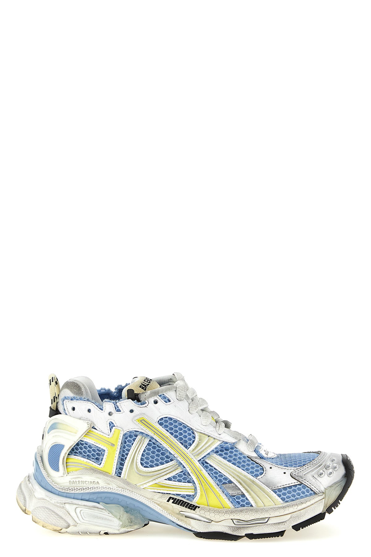 runner sneakers in polyurethane and used-effect polyester