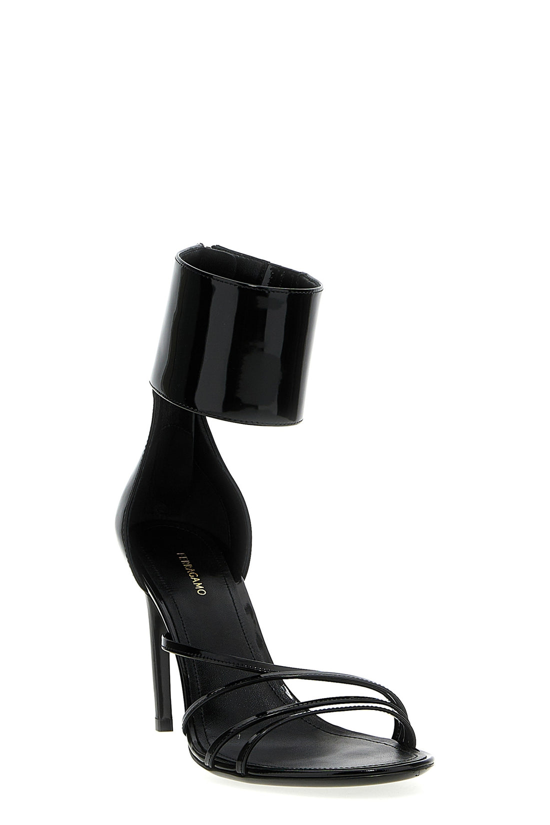FERRAGAMO 6.5 glossy brushed nappa leather clethra sandal
