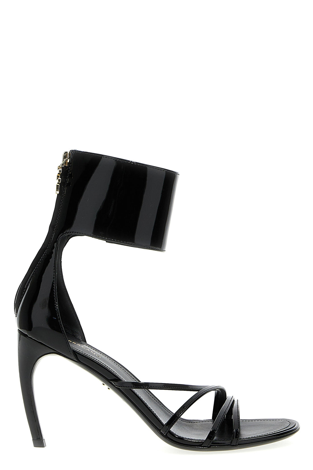 FERRAGAMO 6.5 glossy brushed nappa leather clethra sandal