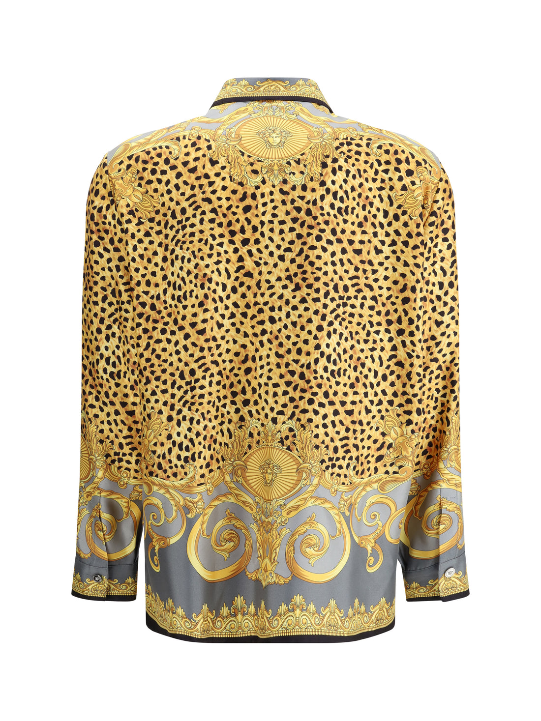 VERSACE 44 silk cheetah foulard shirt