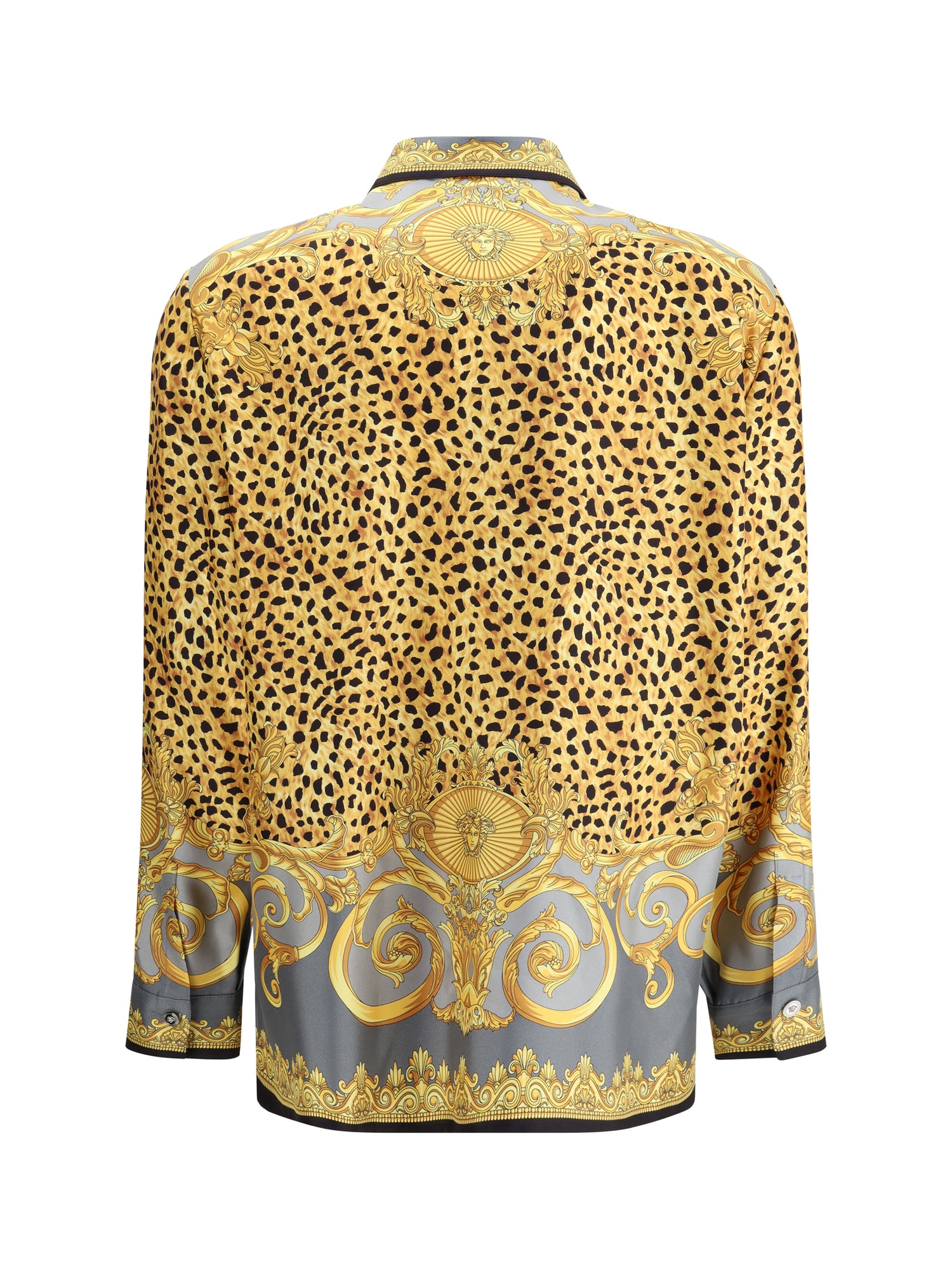 VERSACE 44 silk cheetah foulard shirt