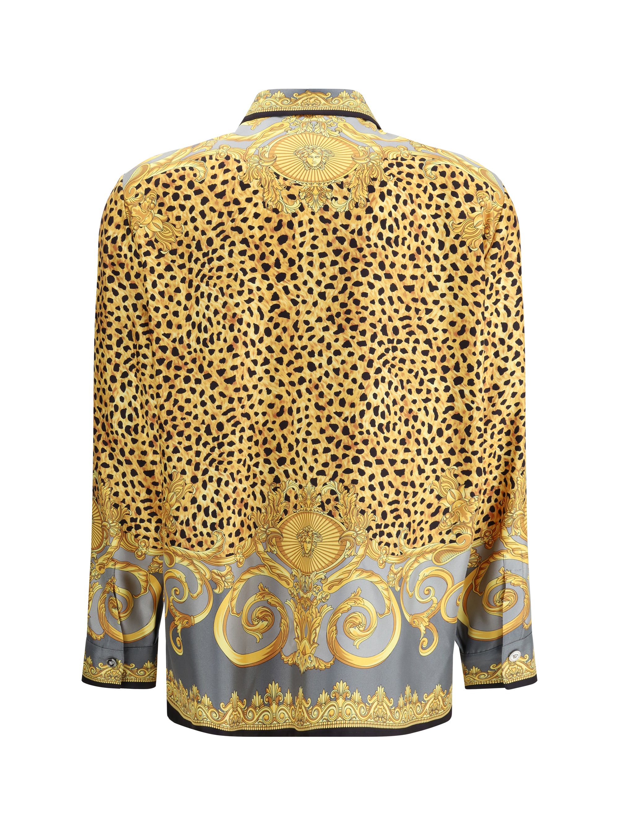 VERSACE 44 silk cheetah foulard shirt