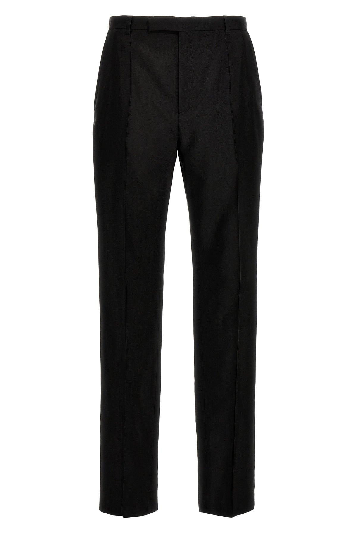 high-waisted pants in faille wool blend