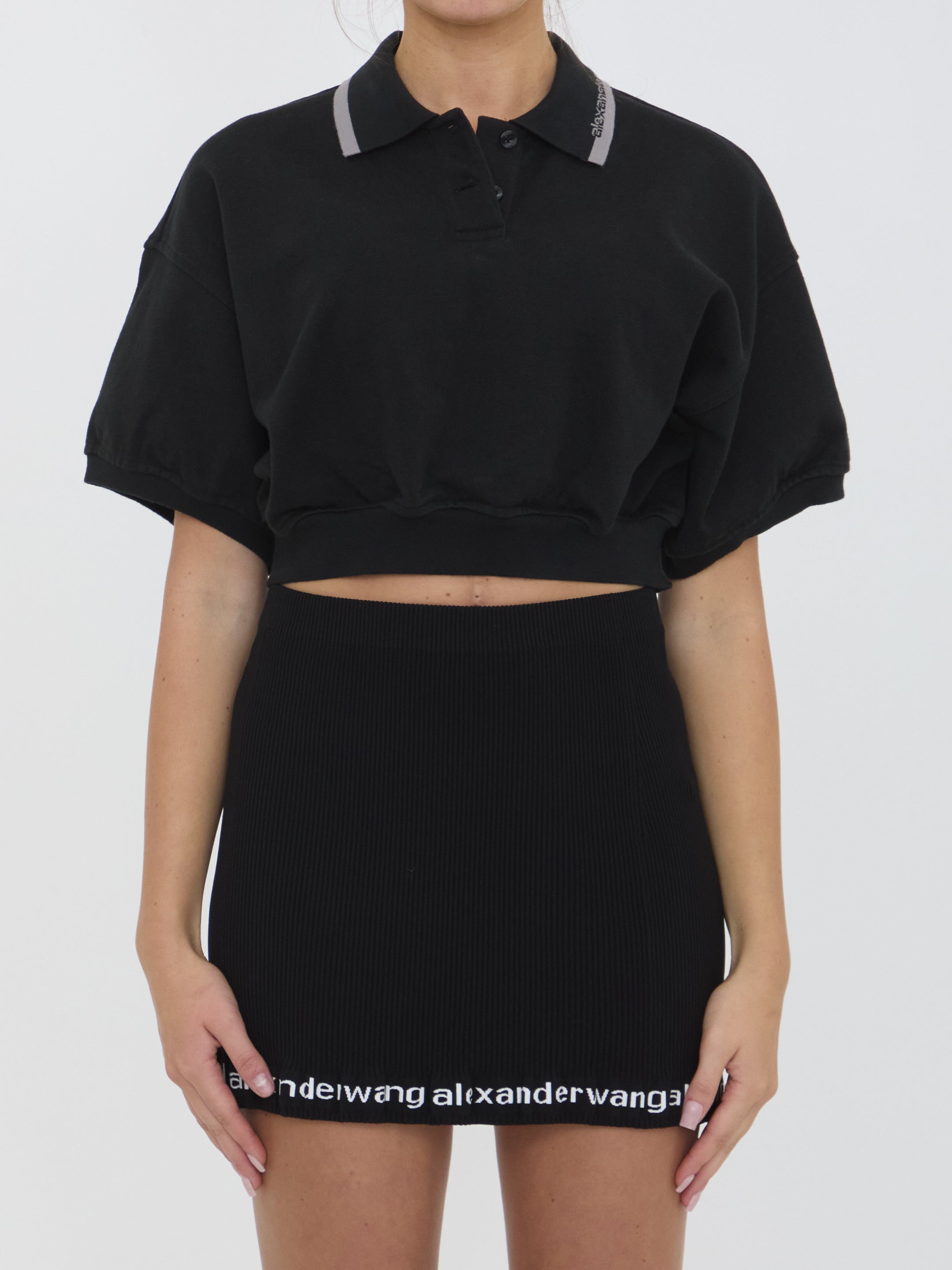 ALEXANDER WANG M cropped cotton polo shirt
