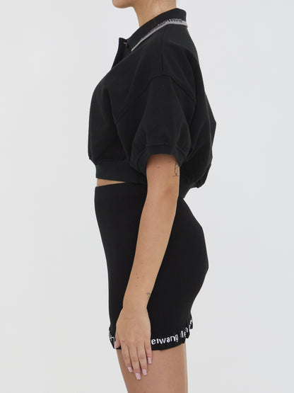 ALEXANDER WANG M cropped cotton polo shirt
