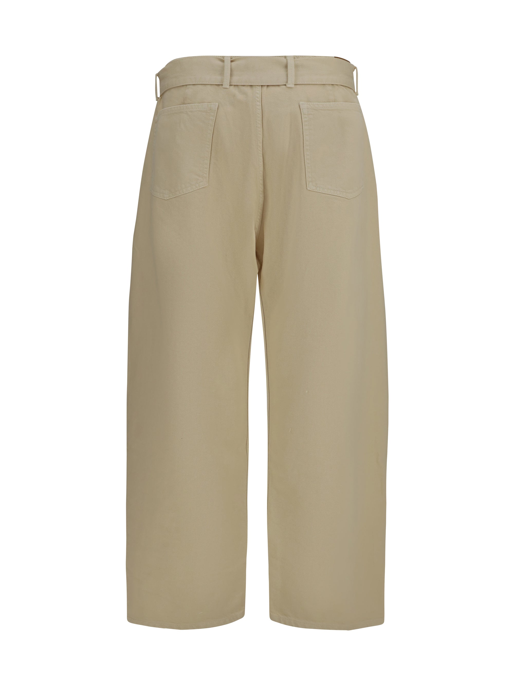 wide-leg denim pants with belt