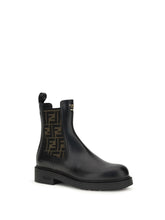 FENDI 36.5 ff leather and fabric ankle boots