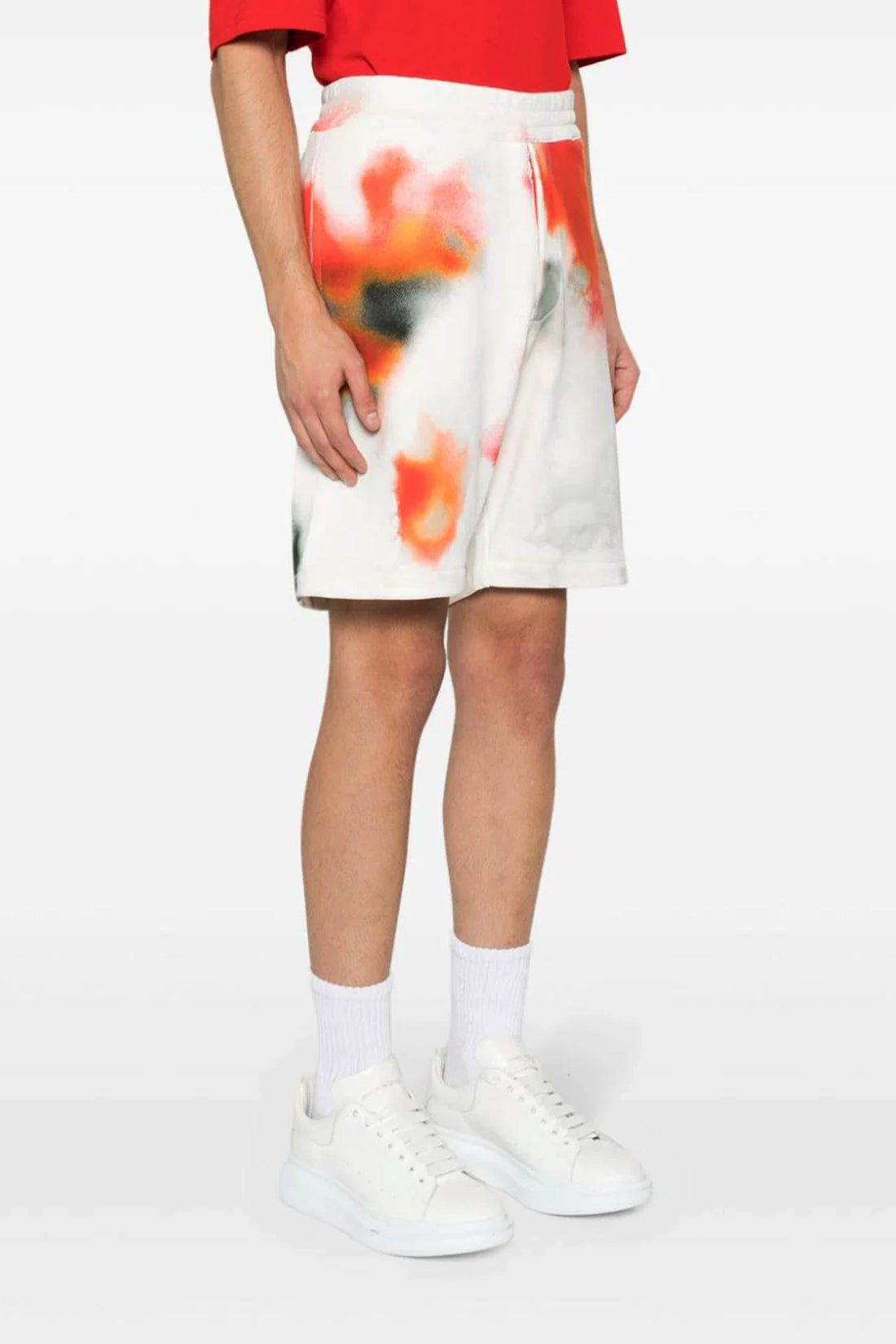 MCQUEEN S obscured flower cotton bermuda shorts