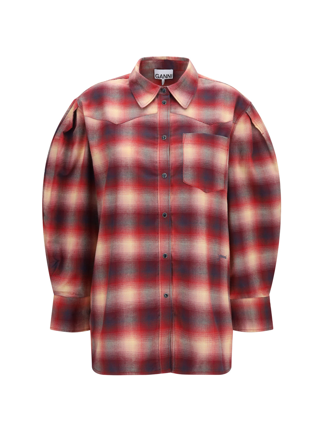 GANNI 34 cotton flannel check shirt