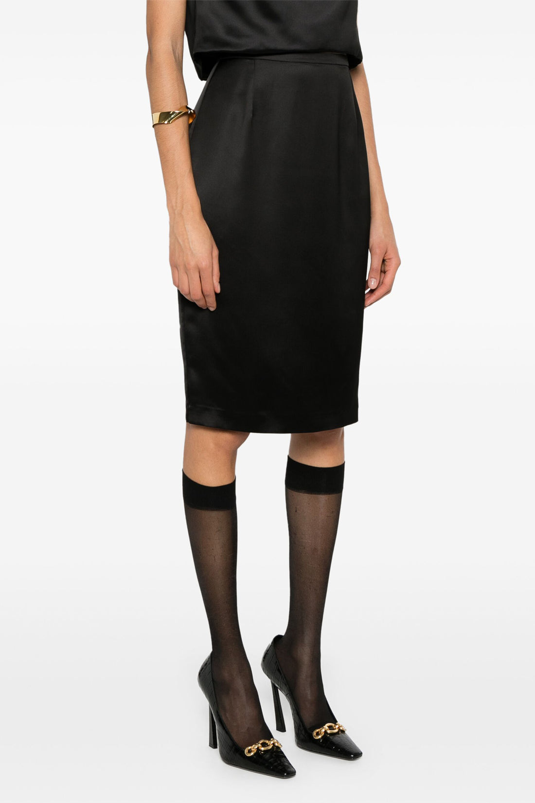 SAINT LAURENT 36 viscose satin pencil skirt