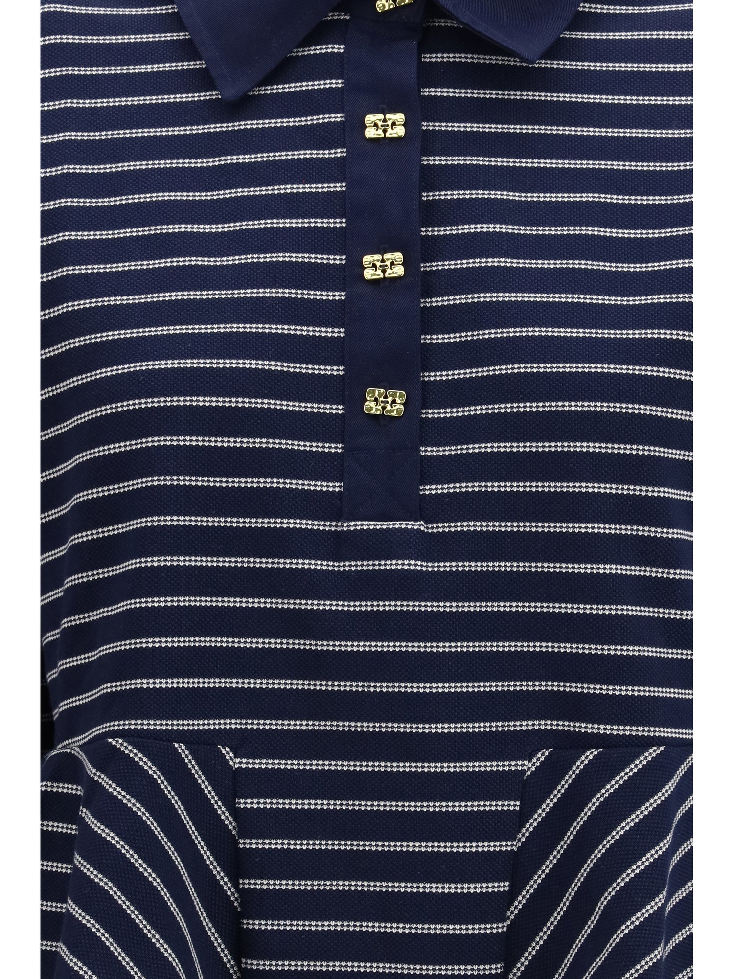 GANNI S striped polo shirt