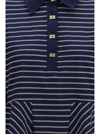 GANNI S striped polo shirt