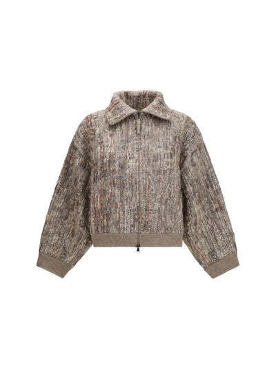 perforated zip cardigan