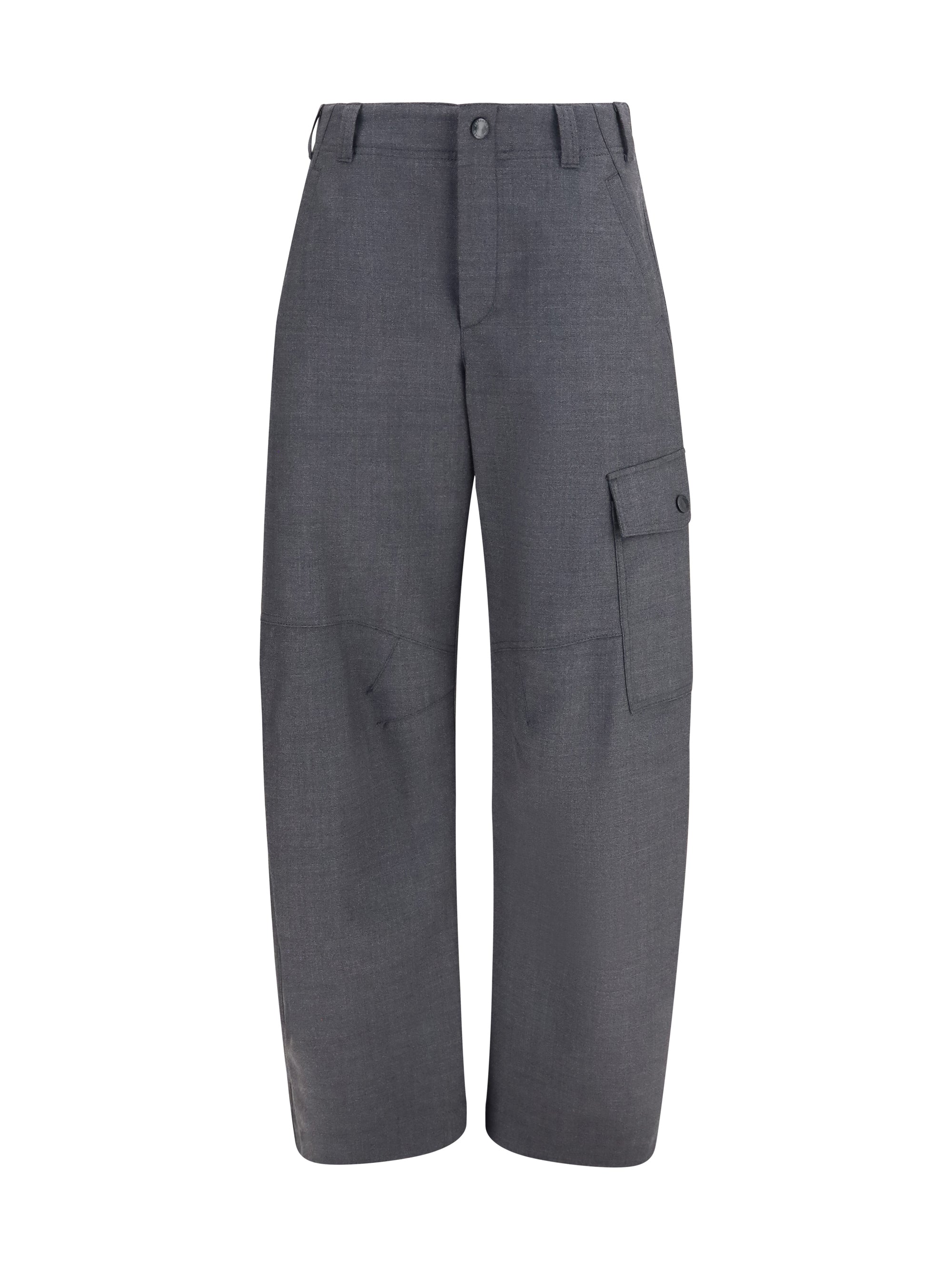 barrel cargo pants in virgin wool twill with monile