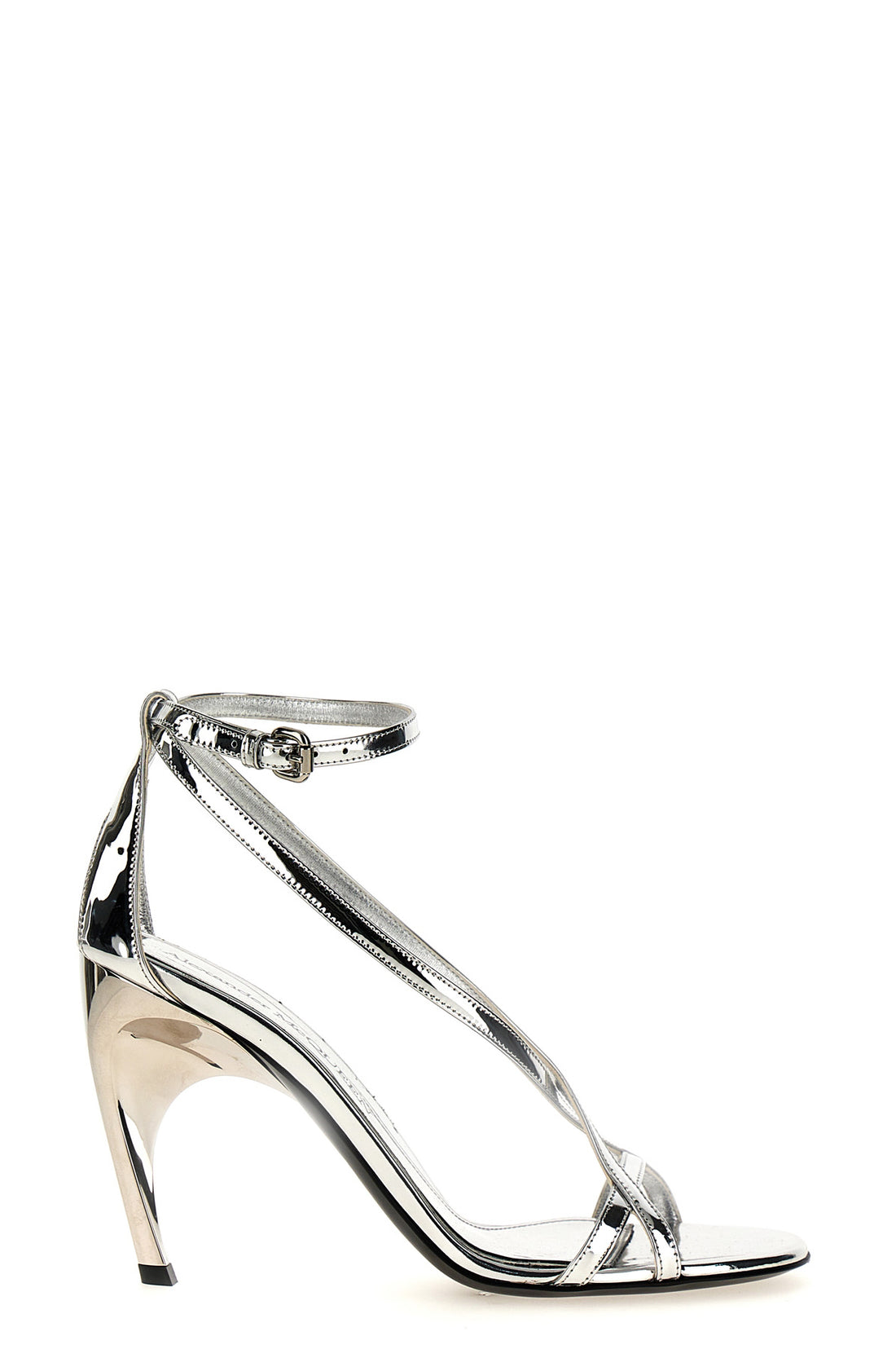 MCQUEEN 38.5 armadillo laminated leather sandals