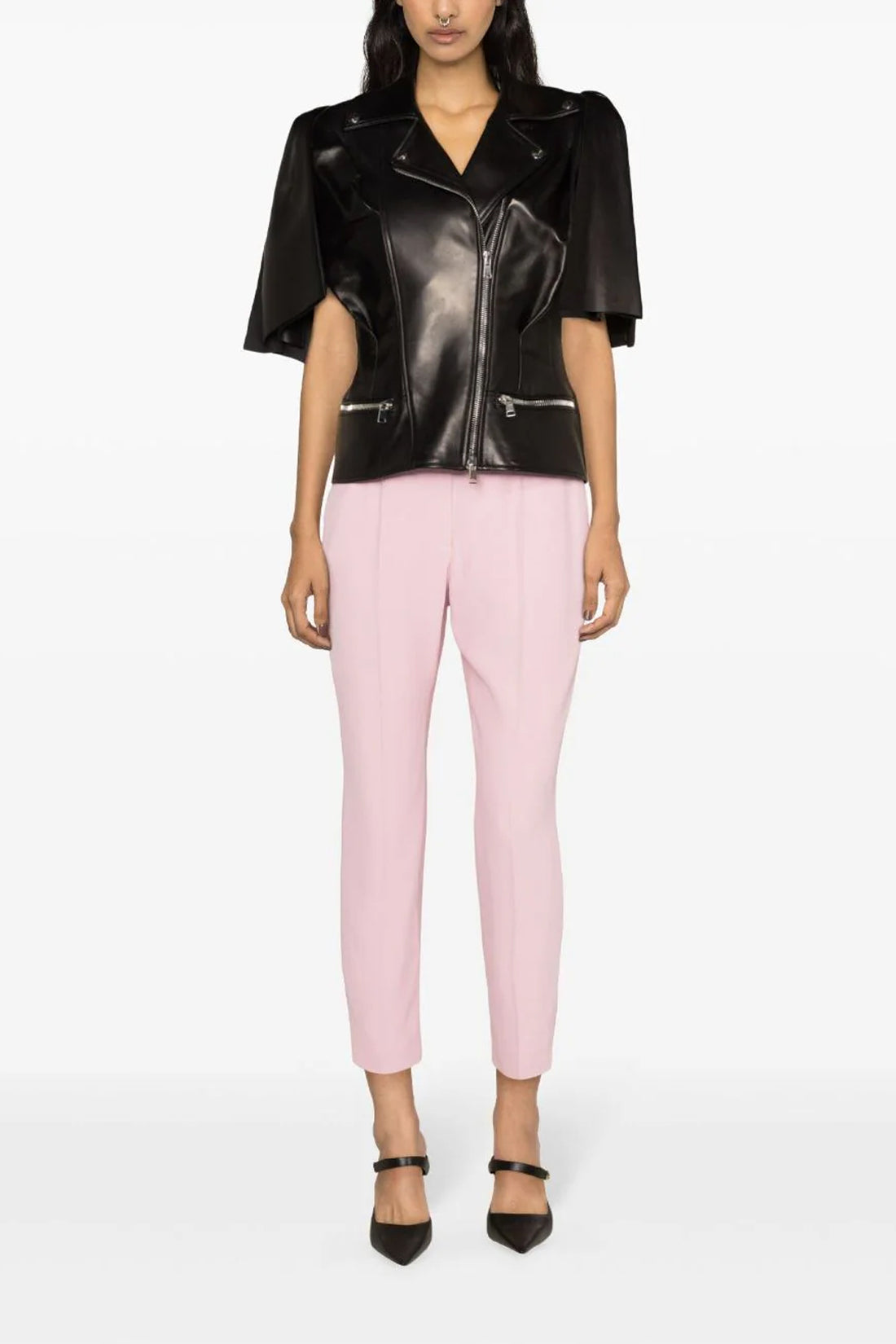 ALEXANDER MCQUEEN 42 bow knot leather biker vest