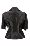 bow knot leather biker vest