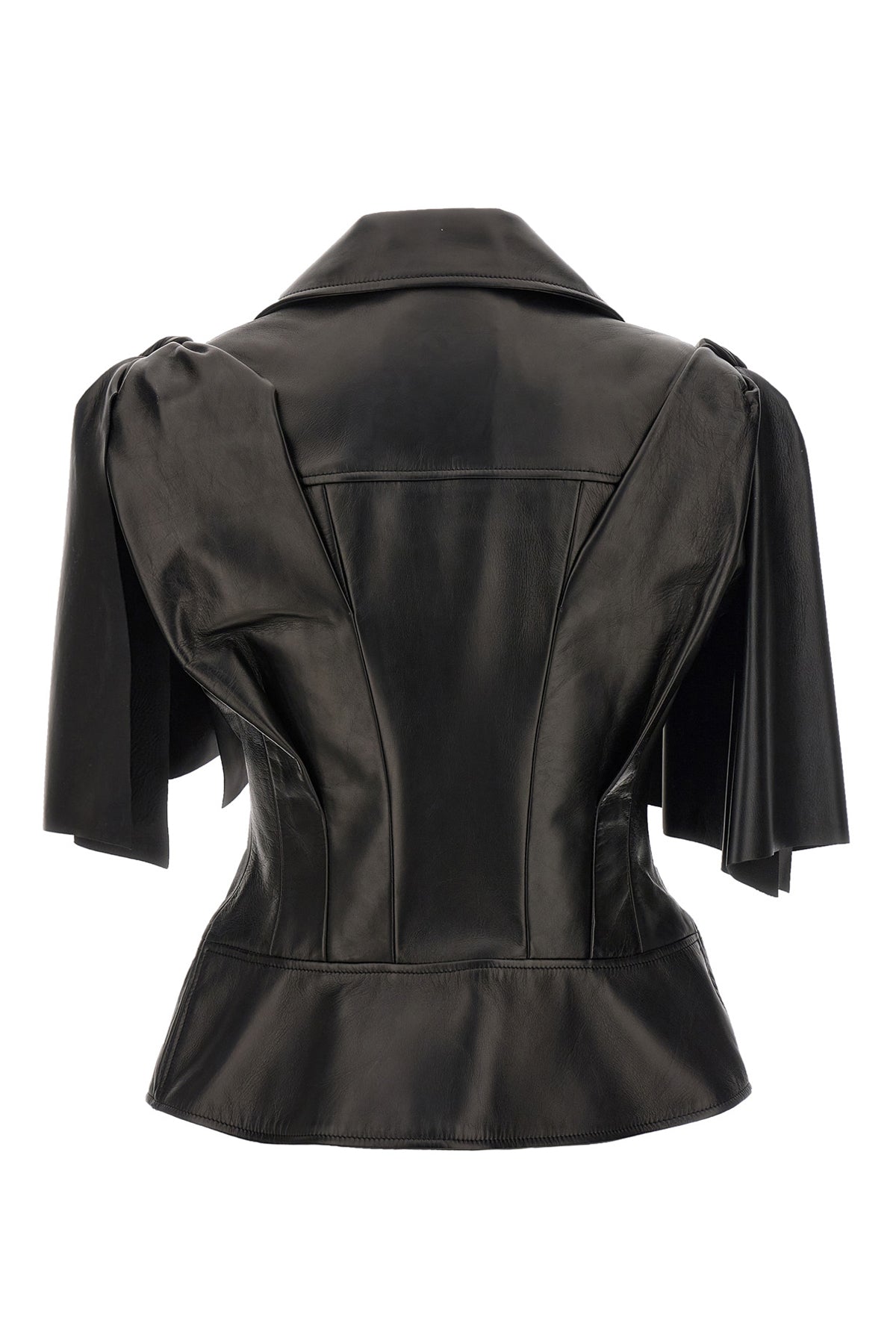 bow knot leather biker vest