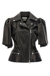 bow knot leather biker vest