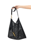 oxalis shoulder bag in macramé raffia