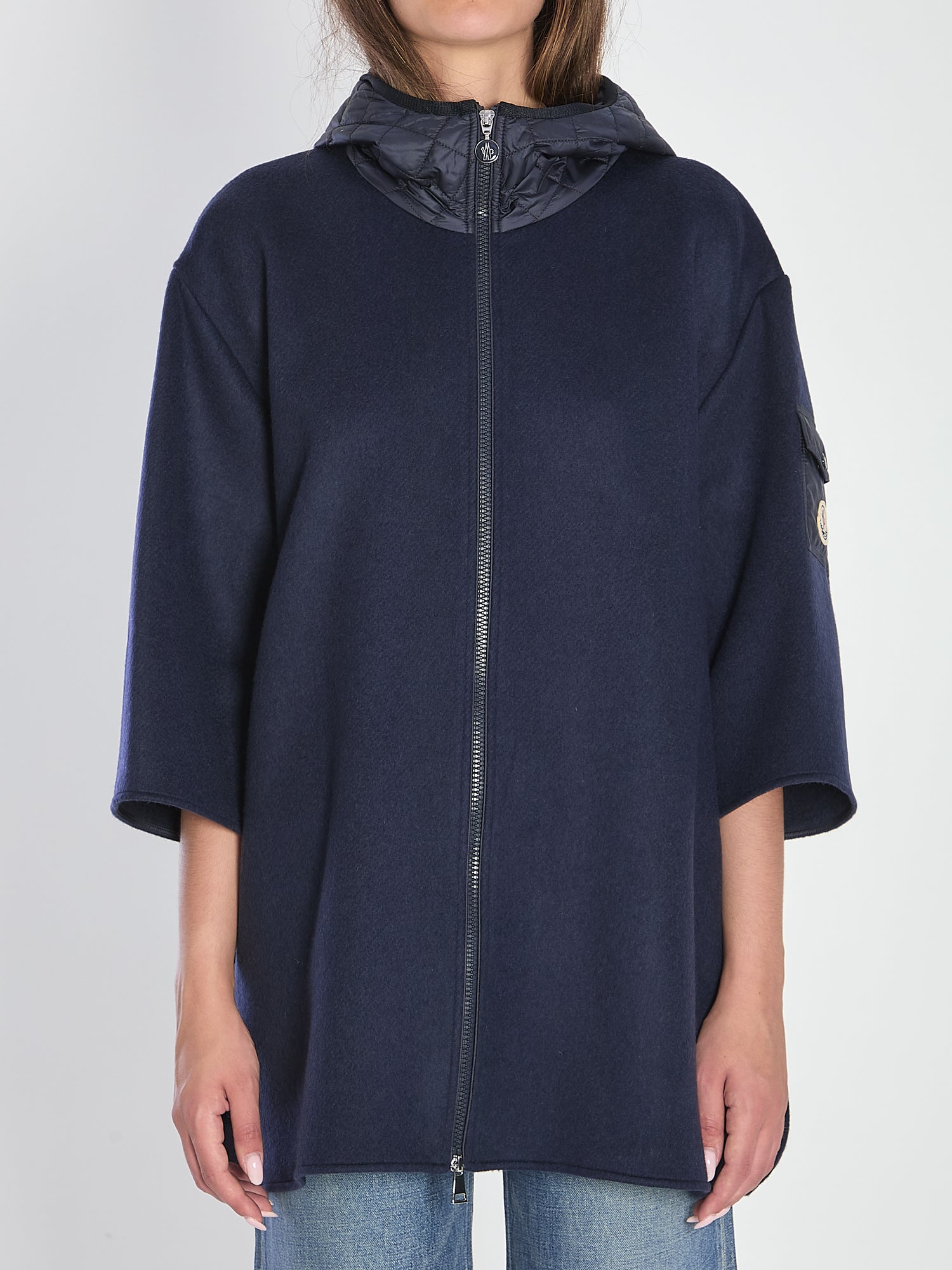 MONCLER OS hooded wool cape 