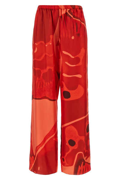 summer print silk pants