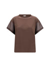 cotton t-shirt with sheer sleeves and side panels