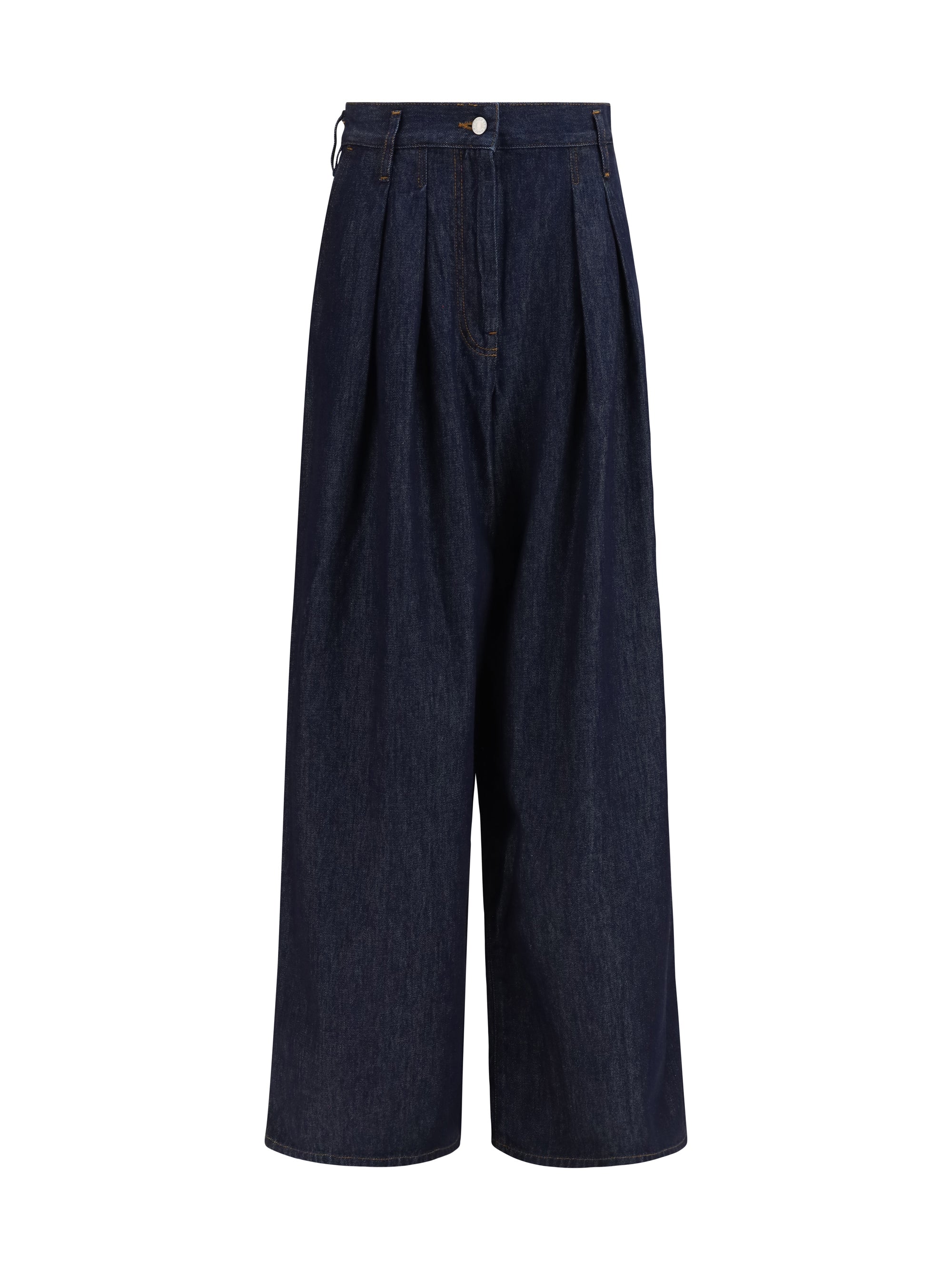 wide-leg jeans with pleats